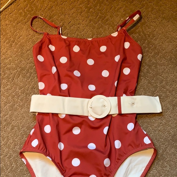 NWT solid and striped “Nina” belted one piece - Picture 2 of 3